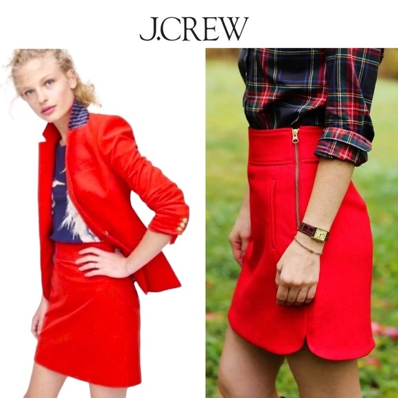 J. Crew Dresses & Skirts - J.Crew Wool Preppy Red A-Line Mini Skirt Double Serge Pockets Classic Modern 2T